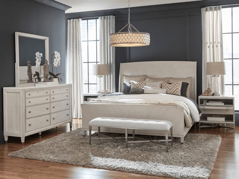 Ashby Place 8 Piece Queen Panel Bedroom Set in White and Beige Finish by Pulaski - PUL-P359-BR-K1