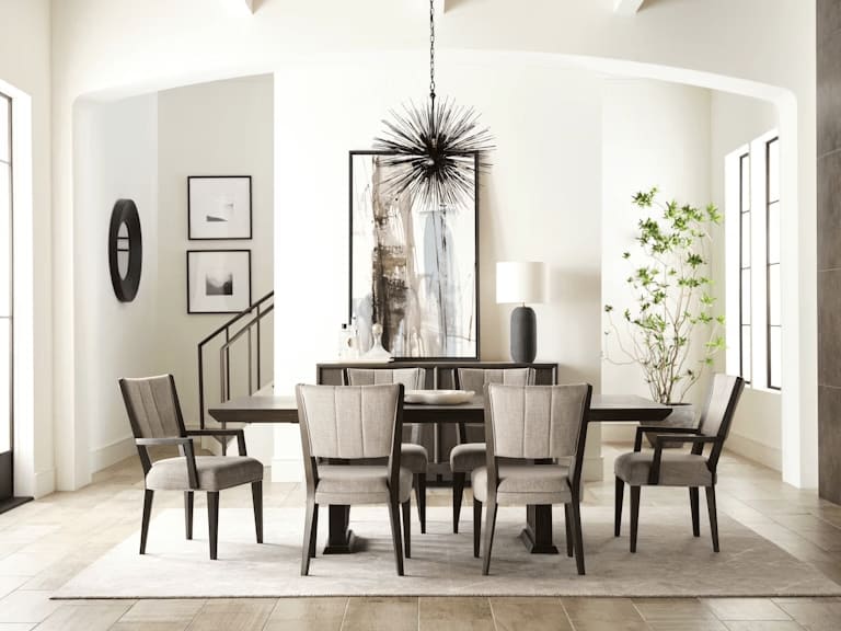 Quincy 7 Piece Pedestal Dining Room Set in Black and Soft Bronze Finish by Pulaski - PUL-P375-DR-K1-70-71