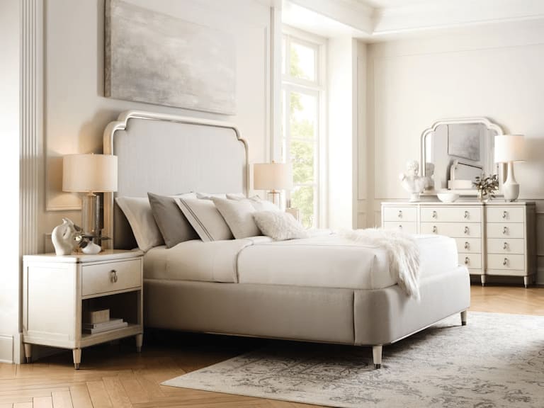Grace 9 Piece Upholstered Queen Bedroom Set in White and Beige Finish by Pulaski - PUL-P377-BR-K1