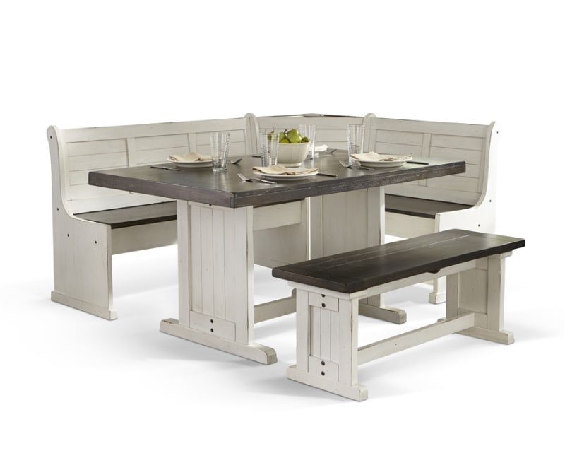 Carriage House 4 Piece Breakfast Nook Dining Room Set in European Cottage Finish by Sunny Designs - SD-0113EC