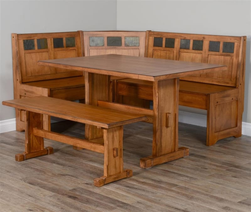 Sedona Piece Breakfast Nook Dining Room Set in Rustic Oak Finish