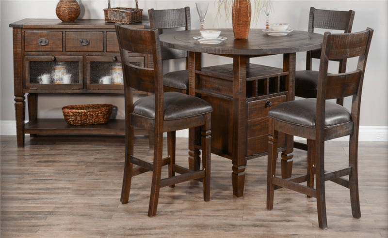 Homestead 5 Piece Counter Height Round Dining Room Set in Tobacco Leaf by Sunny Designs - SD-1013TL2-1429TL2-24