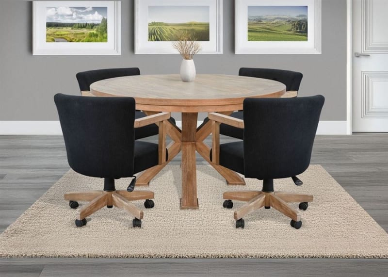 5 Piece Round Dining Set With Reversible Table Top in Oak Grove Finish by Sunny Designs - SD-1034OG