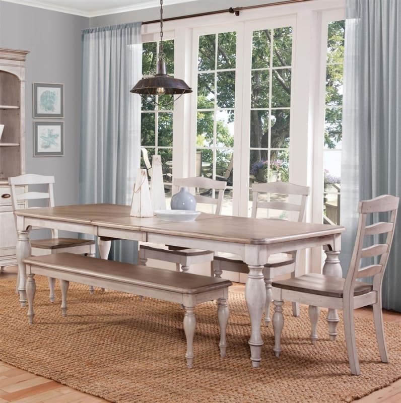 Westwood Village 7 Piece Dining Room Set with Ladderback/Wood Seat Chair by Sunny Designs - SD-1108WV-1432WV