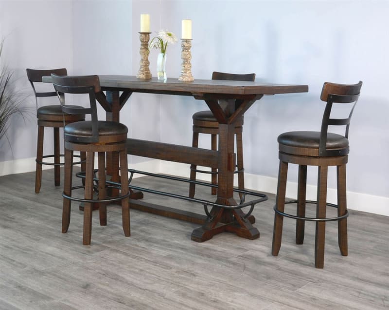 Homestead 5 Piece Pub Table Dining Room Set with Swivel Barstool by Sunny Designs - SD-1163TL-1624TL2-B30