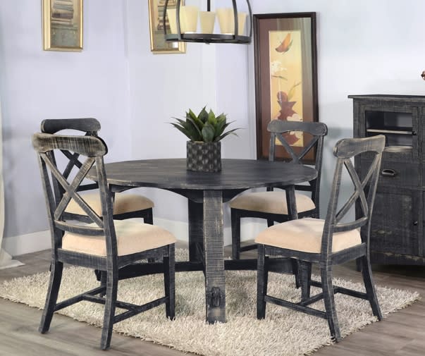 Marina 5 Piece Round Table Dining Room Set in Black Sand Finish by Sunny Designs - SD-1171BS