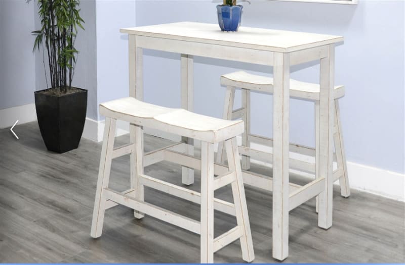 Marina 3 Piece Counter-Height Dining Room Set in White Sand by Sunny Designs - SD-1172WS-36-1671WS-24