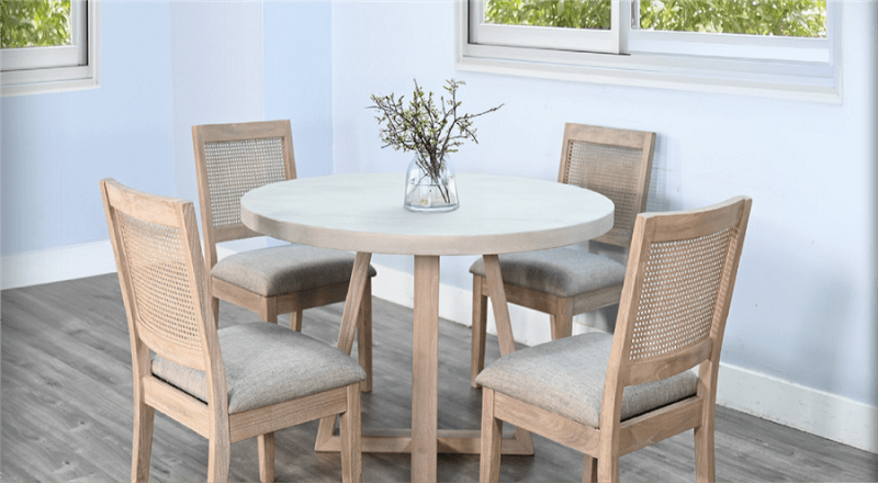 Rowan 5 Piece Round Dining Room Set in Light Grey and Wheat Finish by Sunny Designs - SD-1182LW-48-1426WE