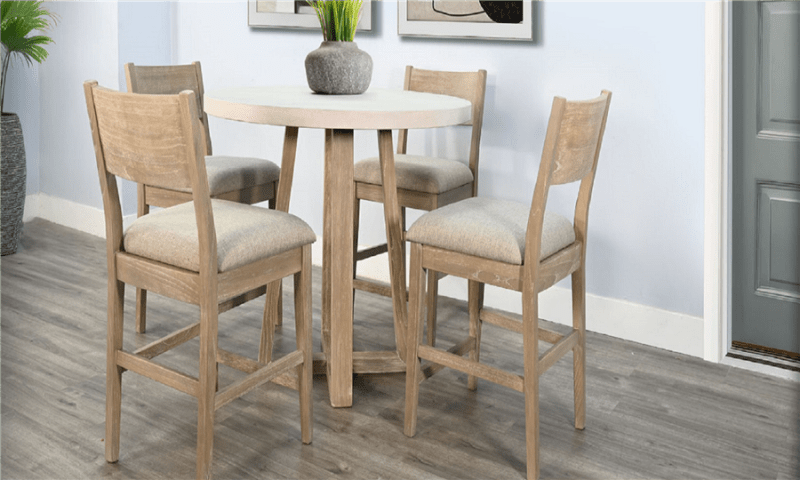 Rowan 5 Piece Round Counter Height Dining Room Set in Light Grey and Wheat by Sunny Designs - SD-1192LW-1506WE-24C