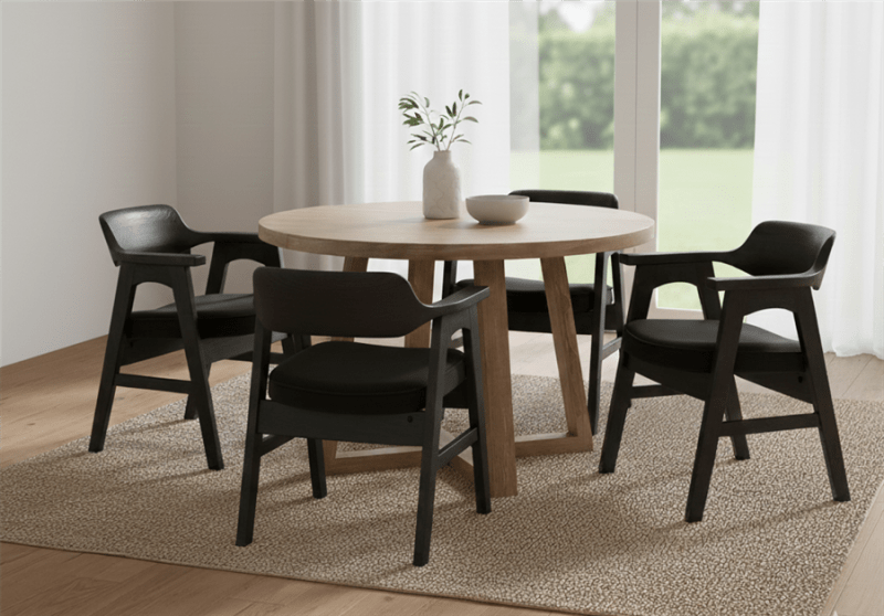Mia 5 Piece Round Dining Room Set in Wheat and Umbra Black Finish by Sunny Designs - SD-1213WE-1527UM
