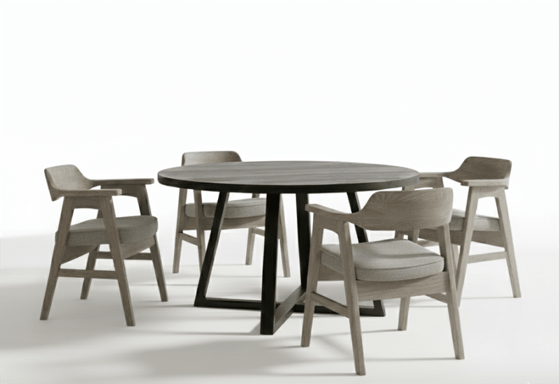 Mia 5 Piece Large Round Dining Room Set in Umbra Black and Wheat Finish by Sunny Designs - SD-1214UM-1527WE