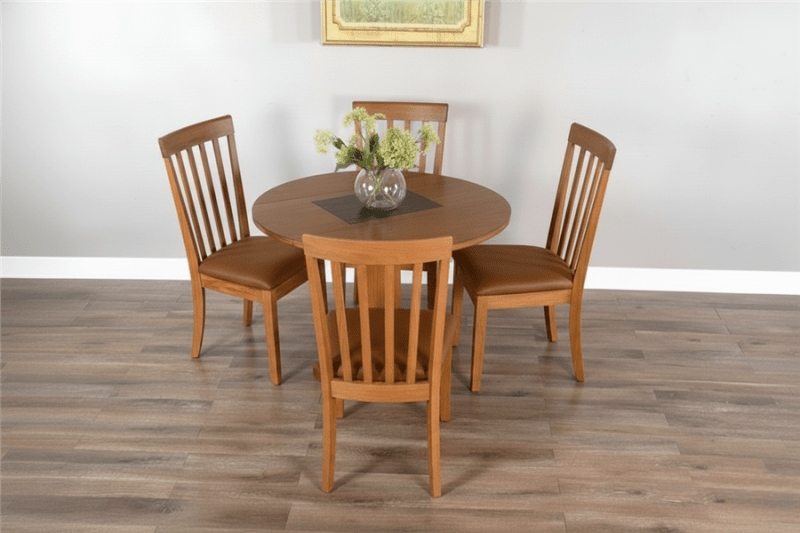 Sedona 5 Piece Drop Leaf Round Dining Room Set in Rustic Oak Finish by Sunny Designs - SD-1223RO2-1424RO2-CT