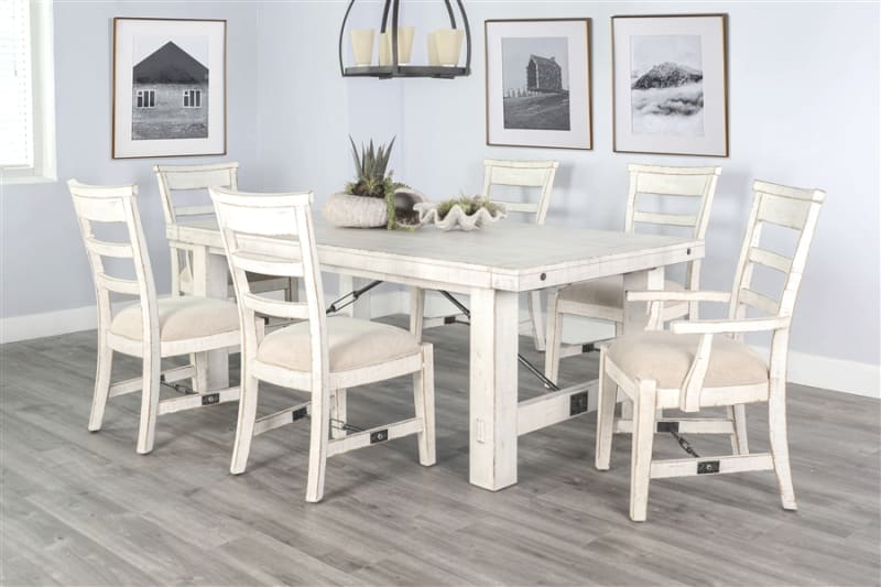 Marina 7 Piece Dining Room Set in White Sand Finish by Sunny Designs - SD-1316WS