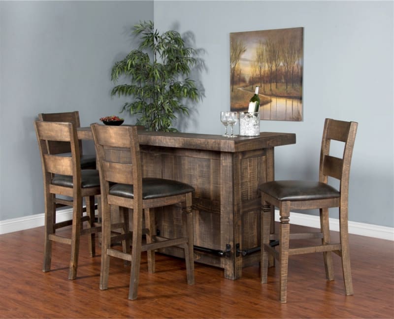 Homestead 5 Piece Bar Table Set with Ladderback/Cushion Seat Barstool by Sunny Designs - SD-1963TL2-1429TL2-30