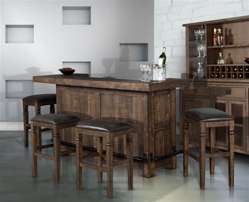 Homestead 5 Piece Bar Table Set with Cushion Seat Stool by Sunny Designs - SD-1963TL2-1430TL2-30