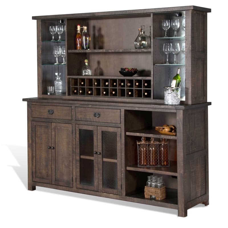 Homestead Buffet and Hutch in Tobacco Leaf Finish by Sunny Designs - SD-1969TL2