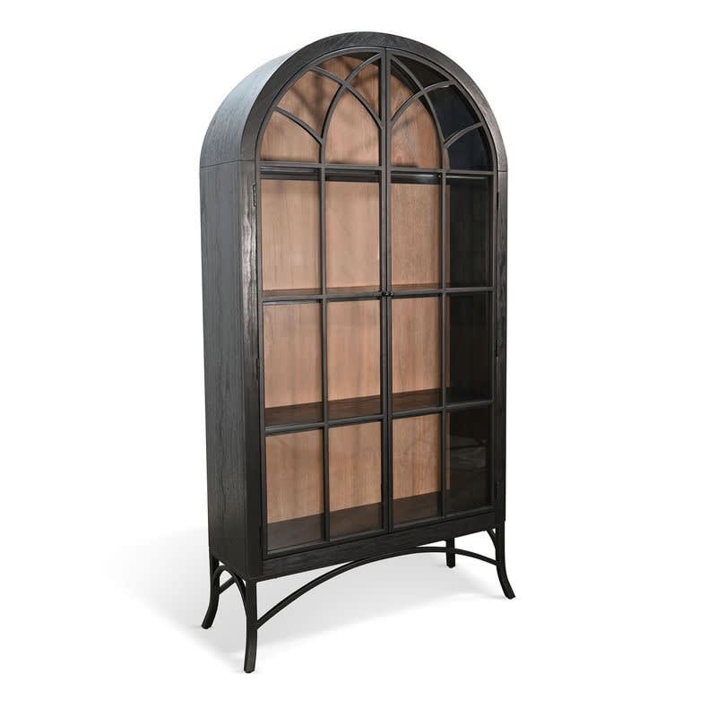 Ella Glass Display Cabinet in Umbra Black and Oak Grove Finish by Sunny Designs - SD-2153UO