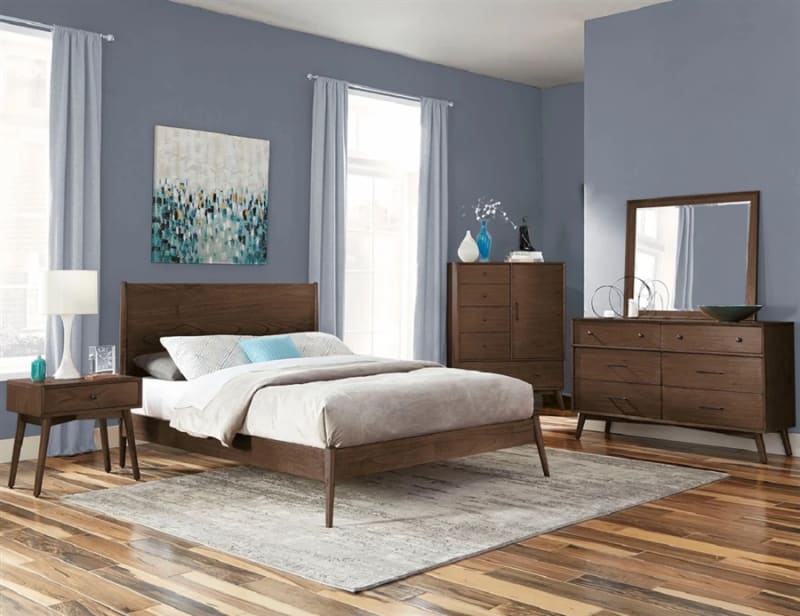 American Modern 6 Piece Queen Bedroom Set in Walnut Finish by Sunny Designs - SD-2336WL