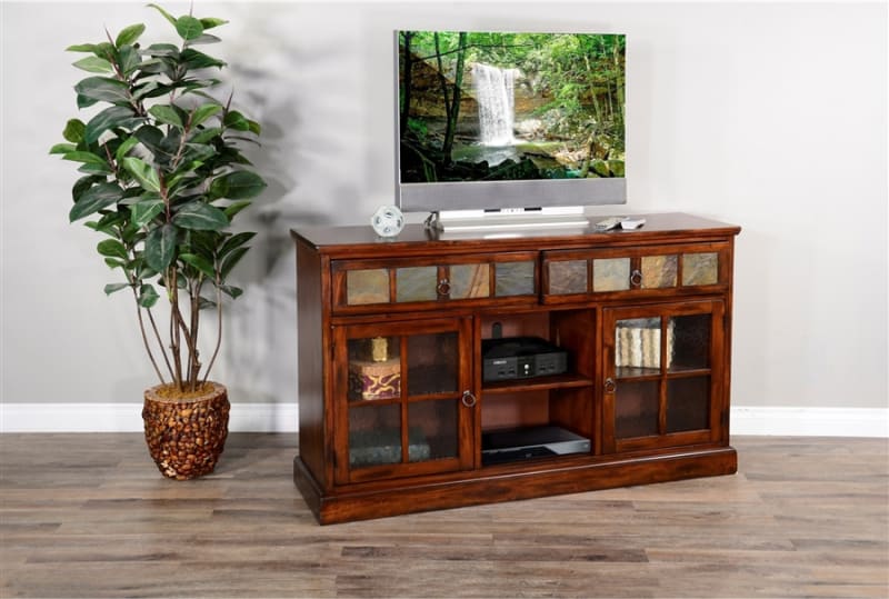 Santa Fe 60 Inch TV Console in Dark Chocolate Finish by Sunny Designs - SD-2733DC2