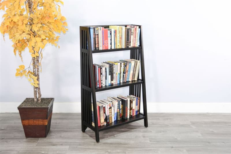 48" Height Folding Bookcase in Black Walnut Finish by Sunny Designs - SD-2839BW-48