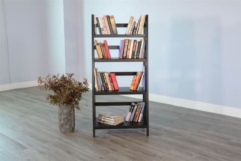 60" Height Folding Bookcase in Black Walnut Finish by Sunny Designs - SD-2839BW-60