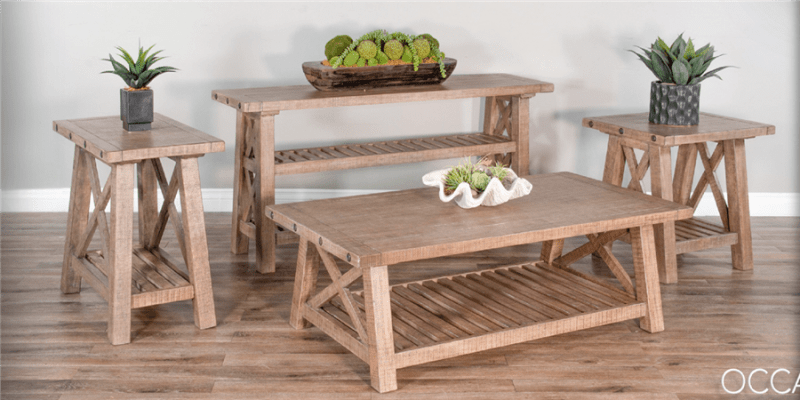 Vivian 3 Piece Occasional Table Set in Desert Rock Finish by Sunny Designs - SD-3156DR-C-3156DR-CS