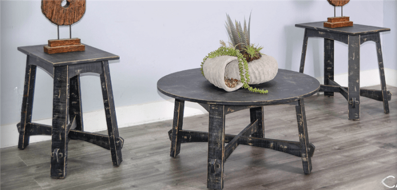 Marina 3 Piece Occasional Table Set in Black Sand Finish by Sunny Designs - SD-3172BS-C-3172BS-CS