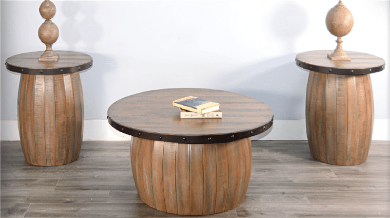 San Diego 2 Piece Occasional Table Set in Antique Brown Finish by Sunny Designs - SD-3178AB