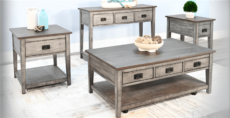 Homestead Hills 2 Piece Occasional Table Set in Tobacco Leaf and Alpine Grey by Sunny Designs - SD-3183TA