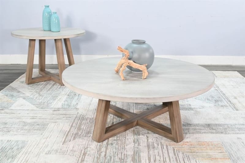 Rowan 2 Piece Occasional Table Set in Light Grey/Wheat Finish by Sunny Designs - SD-3190LW