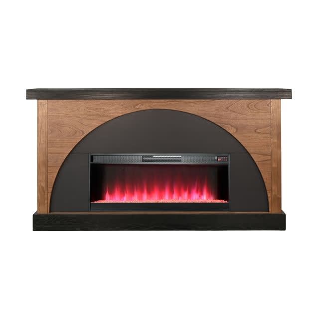 Gabriella 78"Inch TV Stand with Electric Fireplace in Black/Umbra and Cinder Finish by Sunny Designs - SD-3515BUC