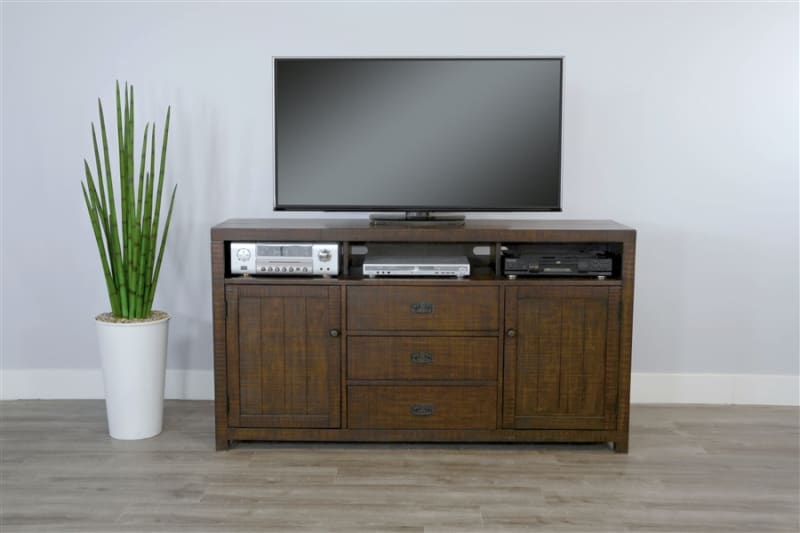 Homestead 66 Inch TV Console in Dark Brown Finish by Sunny Designs - SD-3563TL-66
