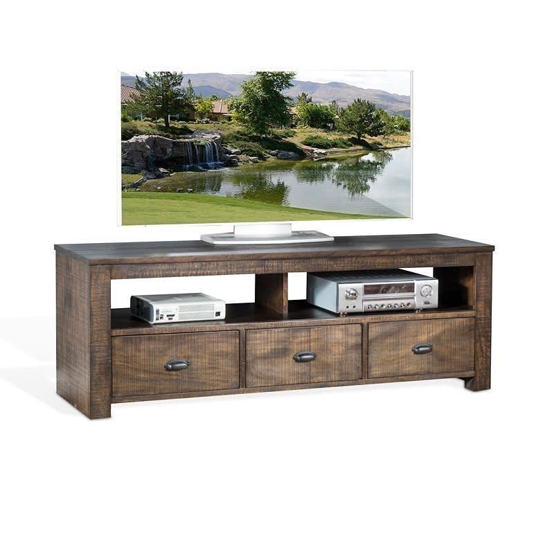 Homestead 74 Inch TV Console in Dark Brown Finish by Sunny Designs - SD-3610TL-74