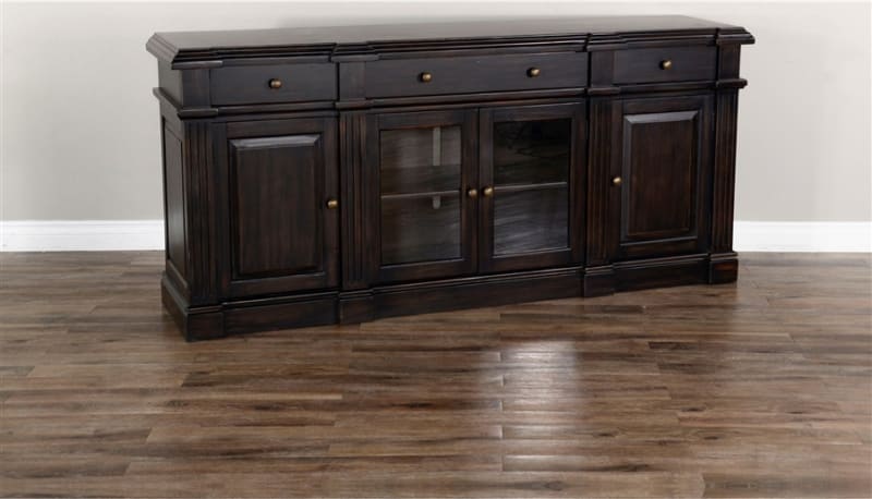 79 Inch Media Console in Black Walnut Finish by Sunny Designs - SD-3630BW-C