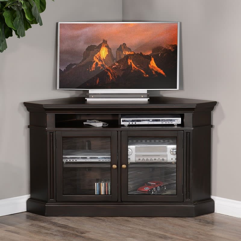 Scottsdale 55 Inch Corner TV Console in Black Walnut Finish by Sunny Designs - SD-3635BW