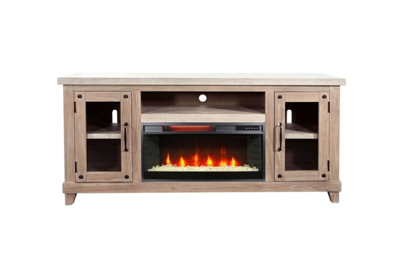 Vivian 64"Inch TV Stand with Electric Fireplace in Light Grey and Wheat Finish by Sunny Designs - SD-3644LW-64
