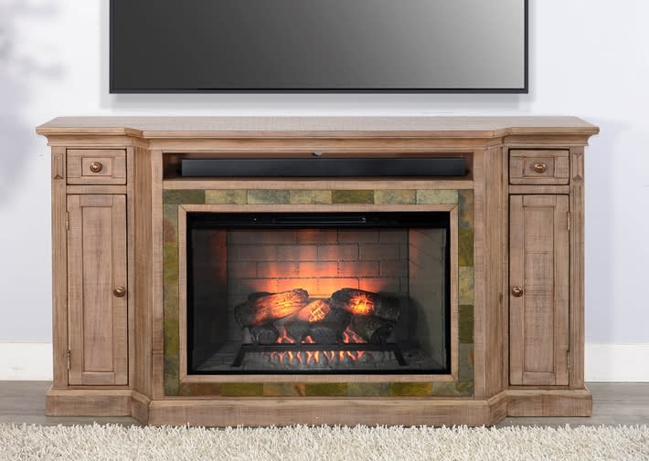 72 Inch TV Console in Light Brown Finish by Sunny Designs - SD-3650DR