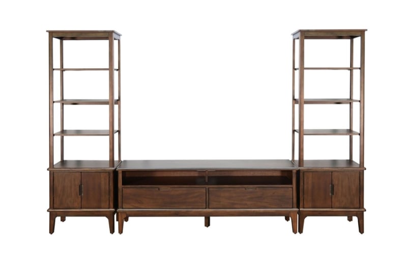 Sinatra 3 Piece 64"Inch Mid-Century Wood Entertainment Center w/Matching Pier in Coffee Bean by Sunny Designs - SD-3660CB