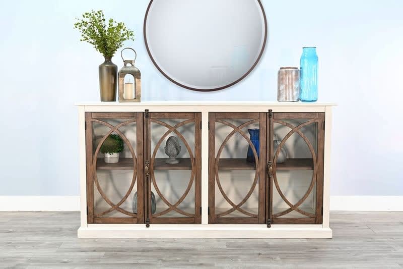 78 Inch TV Console in Marble White/Buckskin Finish by Sunny Designs - SD-3663MB-78