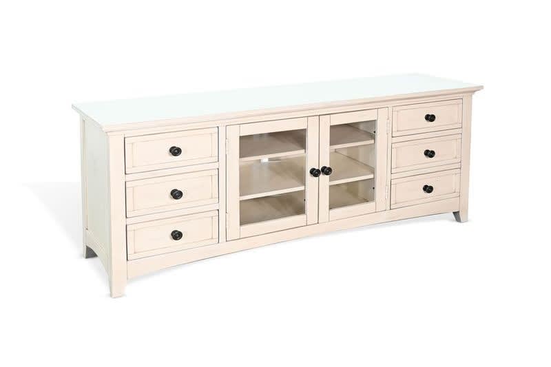 72 Inch TV Console in Marble White Finish by Sunny Designs - SD-3667MW-72
