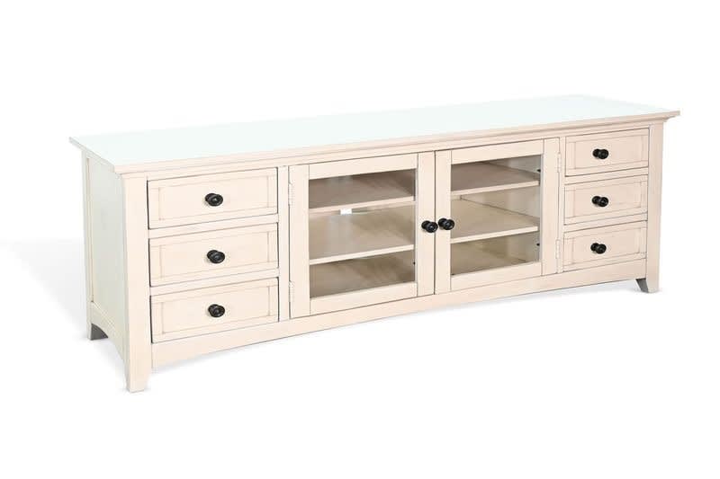 82 Inch TV Console in Marble White Finish by Sunny Designs - SD-3667MW-82