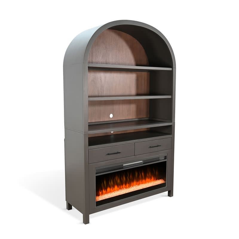 Sunny Designs Arch Bookcase with Electric Fireplace