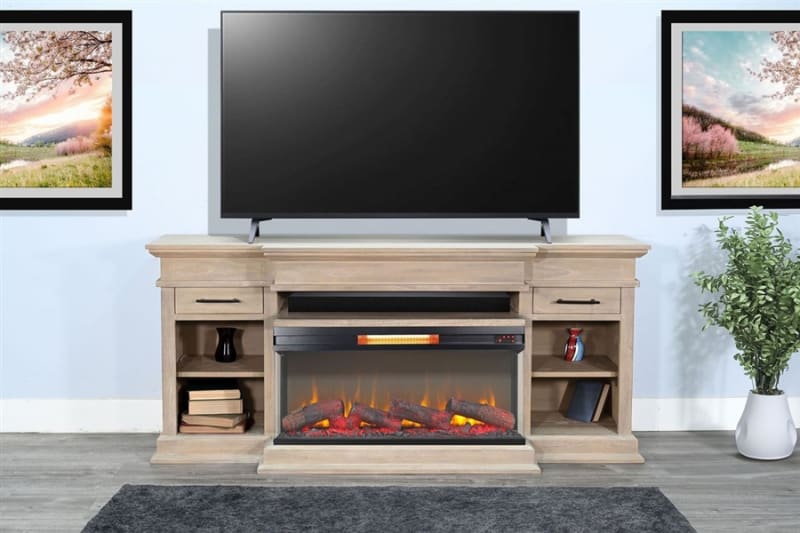 Mason 72"Inch TV Stand with Electric Fireplace in Wheat Finish by Sunny Designs - SD-3688WE