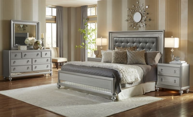 Diva 6 Piece Bedroom Set in Platinum Finish by Samuel