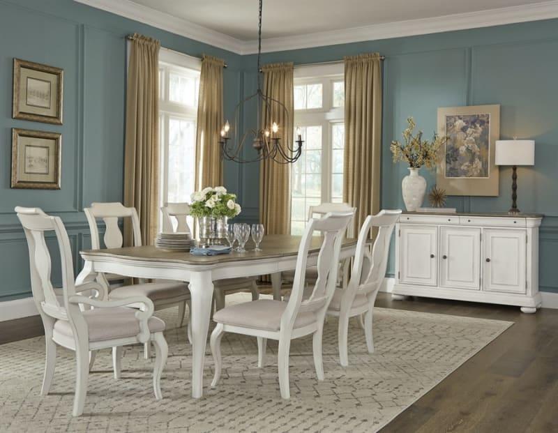 Lafayette 7 Piece Dining Room Set in White Painted Finish by Samuel Lawrence - SLF-S542-135-155-154