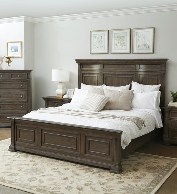 Arlington Bed in Medium Dark Brown Finish by Samuel Lawrence - SLF-S616-BR-K1