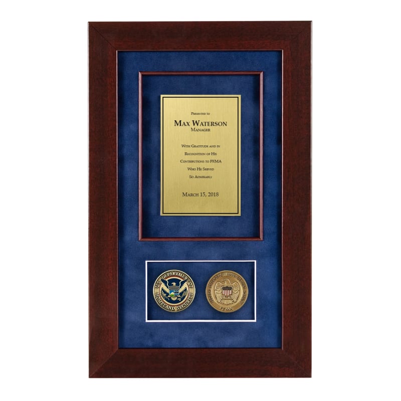 Recognition Shadow Box (Cherry) w/ Coins (FEMA)