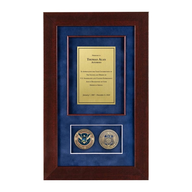 Recognition Shadow Box (Cherry) w/ Coins (ICE)