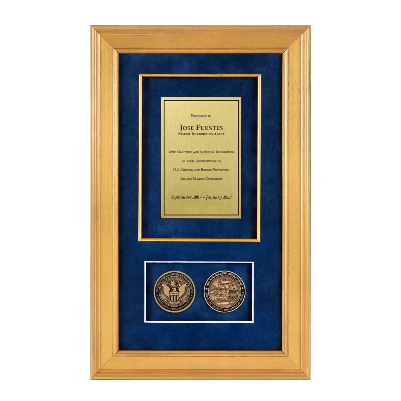 Recognition Shadow Box (Gold) w/ Coins (CBP - AMO)