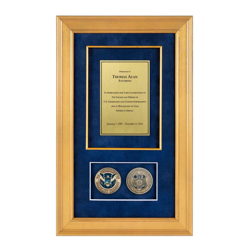 Recognition Shadow Box (Gold) w/ Coins (ICE)